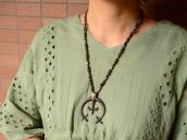 Vtg Navajo BenchMade Silver Bead Necklace w/CastNaja c.1965～