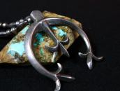 Vtg Navajo BenchMade Silver Bead Necklace w/CastNaja c.1965～