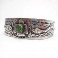 Antique Thunderbird/Snake/卍 Motif Ingot Silver Cuff  c.1930