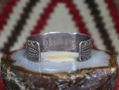Antique 卍 Stamped & Knifewing Applique Silver Cuff  c.1930～?