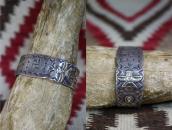Antique 卍 Stamped & Knifewing Applique Silver Cuff  c.1930～?