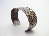 Antique 卍 Stamped & Knifewing Applique Silver Cuff  c.1930～?