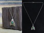 Atq Navajo 卍 Stamped T-bird Fob w/Turquoise Necklace  c.1930