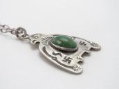 Atq Navajo 卍 Stamped T-bird Fob w/Turquoise Necklace  c.1930