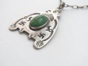 Atq Navajo 卍 Stamped T-bird Fob w/Turquoise Necklace  c.1930