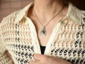 Atq Navajo 卍 Stamped T-bird Fob w/Turquoise Necklace  c.1930