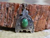 Atq Navajo 卍 Stamped T-bird Fob w/Turquoise Necklace  c.1930