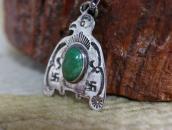 Atq Navajo 卍 Stamped T-bird Fob w/Turquoise Necklace  c.1930