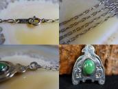 Atq Navajo 卍 Stamped T-bird Fob w/Turquoise Necklace  c.1930