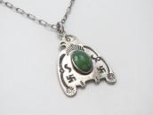 Atq Navajo 卍 Stamped T-bird Fob w/Turquoise Necklace  c.1930