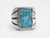Vintage Navajo Cast Silver Men's Ring w/Turquoise  c.1965～
