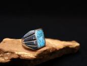 Vintage Navajo Cast Silver Men's Ring w/Turquoise  c.1965～