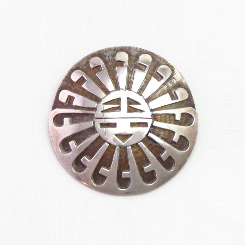 【Richard Kagenvema】 Vtg Hopi Sun Face Overlay Pin  c.1970～