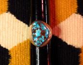 Vintage Silver Ring with Gem Turquoise Cab  c.1960