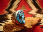 Vintage Silver Ring with Gem Turquoise Cab  c.1960
