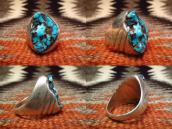 Vintage Silver Ring with Gem Turquoise Cab  c.1960