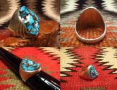 Vintage Silver Ring with Gem Turquoise Cab  c.1960