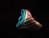 Vintage Silver Ring with Gem Turquoise Cab  c.1960