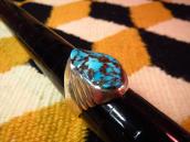 Vintage Silver Ring with Gem Turquoise Cab  c.1960