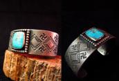 Antique 卍 Stamped Ingot Cuff w/Square TQ c.1915～