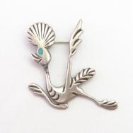 Vintage Navajo Cast Silver Roadrunner Shape Pin w/TQ c.1960～