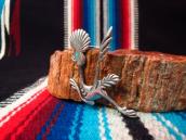 Vintage Navajo Cast Silver Roadrunner Shape Pin w/TQ c.1960～