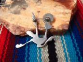 Vintage Navajo Cast Silver Roadrunner Shape Pin w/TQ c.1960～