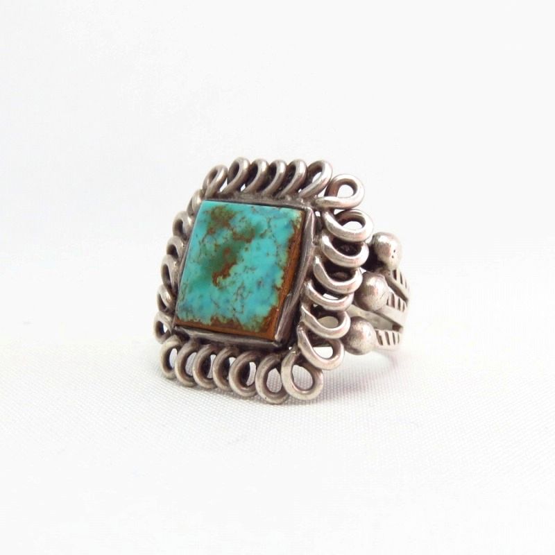 Antique Tourist Silver Ring w/Square TQ  c.1930～