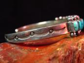 Vintage Zuni Row Cuff Bracelet w/Square TQ  c.1940