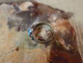 Atq Snake Stamped Silver Ring w/Replaced Turquoise  c.1930～