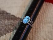 Atq Snake Stamped Silver Ring w/Replaced Turquoise  c.1930～