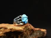 Atq Snake Stamped Silver Ring w/Replaced Turquoise  c.1930～