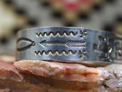 Antique Navajo 卍 & T-birds Stamped Ingot Silver Cuff c.1920～
