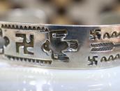 Antique Navajo 卍 & T-birds Stamped Ingot Silver Cuff c.1920～