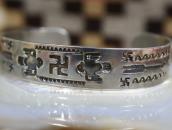 Antique Navajo 卍 & T-birds Stamped Ingot Silver Cuff c.1920～