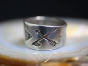 Antique 卍 Stamped Tourist Band Ring in Ingot Silver  c.1915～