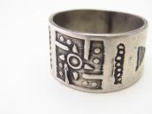 Antique 卍 Stamped Tourist Band Ring in Ingot Silver  c.1915～