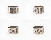 Antique 卍 Stamped Tourist Band Ring in Ingot Silver  c.1915～