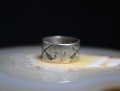 Antique 卍 Stamped Tourist Band Ring in Ingot Silver  c.1915～