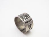 Antique 卍 Stamped Tourist Band Ring in Ingot Silver  c.1915～