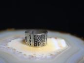 Antique 卍 Stamped Tourist Band Ring in Ingot Silver  c.1915～