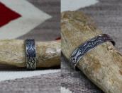 Atq Navajo 卍/Whirling Logs Stamped Ingot Silver Cuff c.1925～