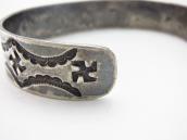 Atq Navajo 卍/Whirling Logs Stamped Ingot Silver Cuff c.1925～