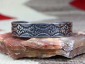 Atq Navajo 卍/Whirling Logs Stamped Ingot Silver Cuff c.1925～