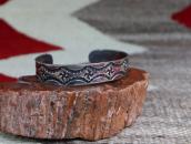 Atq Navajo 卍/Whirling Logs Stamped Ingot Silver Cuff c.1925～