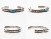 Atq Navajo 卍 Stamped Triangle Wire Cuff w/Turquoise  c.1930