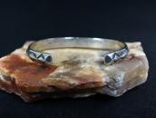 Atq Navajo 卍 Stamped Triangle Wire Cuff w/Turquoise  c.1930