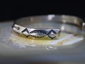 Atq Navajo 卍 Stamped Triangle Wire Cuff w/Turquoise  c.1930