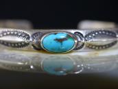 Atq Navajo 卍 Stamped Triangle Wire Cuff w/Turquoise  c.1930