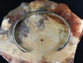 Atq Navajo 卍 Stamped Triangle Wire Cuff w/Turquoise  c.1930